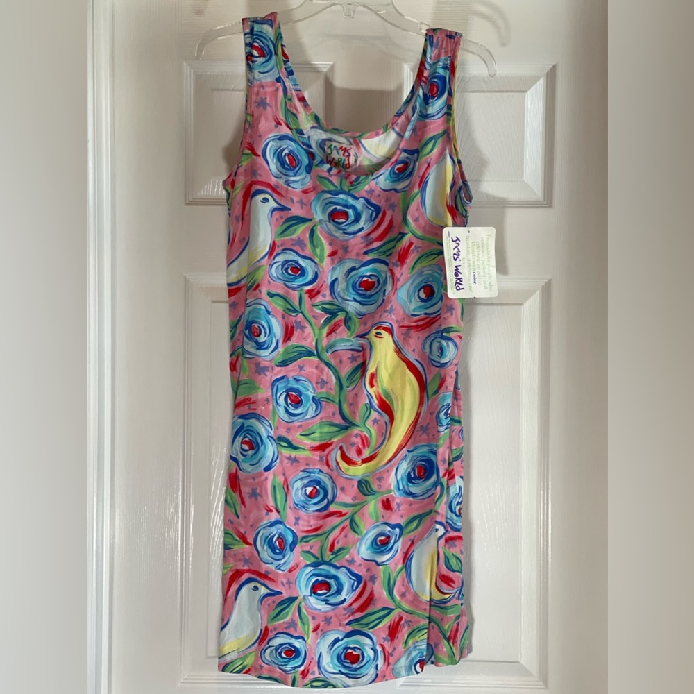 Jams World Bird Print Shift Dress NWT Size M